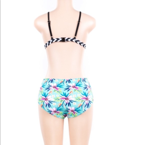 5⭐️Boho High Waist Floral Strap Green - Bikini - Picture 3 of 5